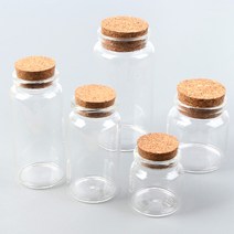 [무료배송]중형 대형 코르크 마개 유리병 글라스 병 원형 수납 보관 용기, 1개, 47x90mm