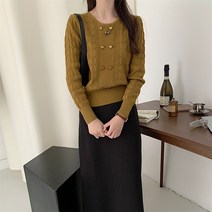 채윤러브 chaeyoon love 하트단추 더블 브레스트 여성 복고풍 짧은 탑 니트 스웨터