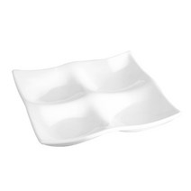 cocooning 홈카페 반찬 과일 안주 도자기재 나눔접시 3칸 4칸, 정사각4칸(중)