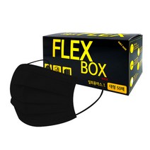 국내생산 100% 플렉스 박스 일회용 마스크 100매 블랙 대형, 50매, 2개