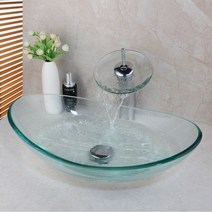 마블세면대 Ouboni 폭포 탭 세면기 유리 손으로 그린 ​​​​화장실 크롬 욕실 싱크, 분명한