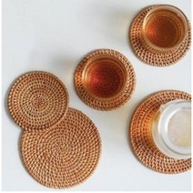 볏짚받침 라탄 볏짚 받침대 공예품 냄비 티코스터 식탁 매트 왕골 볏집 우드 컵 4사이즈, 원형 20CM