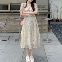 잇츠스타일 여성 스퀘어넥 휴양지 휴가룩 여행룩 핑크 그린 플라워 러블리 미디원피스