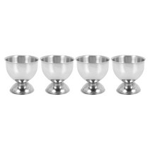 계란 컵 계란 트레이 스테인레스 스틸 부드러운 삶은 계란 컵 홀더 스탠드 식기 세척기 안전 (4 팩), 하나, 은, 은