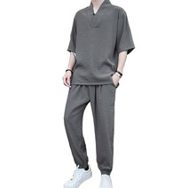셀럽당 남성용 코튼 리넨 반팔 상하복 생활한복 F00576 (M-5XL)