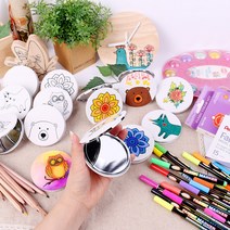 패브릭 손거울 만들기/ 민화 작은 거울 DIY 페브릭 공예 교육 아트 꾸미기 채색 미술 색칠 공부 놀이 민화 체험, 곰 손거울