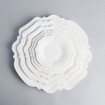 별난그릇_다양한 디자인의 하얀 도자기 I-1, 선택37_레이스원형접시, 1개