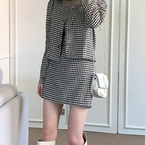 디작소 여성 허슈아 잔체크 뒷밴딩 미니 스커트