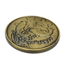 중국 희귀 동전 엽전행운을 가져다 잉어 마스코트 컬렉션 중국어 번체 스타일 골동품 청동 기념 동전, 한개옵션0