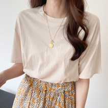 아모르데이 여성용 메이킹반팔티셔츠 데일리 라운드 베이직 기본 무지 레이어드 티셔츠