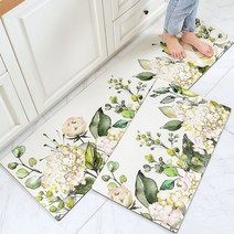 모던 주방 발매트 북유럽 싱크대매트 PVC 꽃무늬 디자인, 소형(45x75)