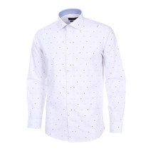 로베르따셔츠 남성용 모달 스판 프린트 슬림핏 화이트 긴소매 셔츠 RL3-453-1