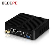 BEBEPC 팬리스 미니 PC 인텔 셀러론 J1900 N2830 듀얼 LAN 윈도우 10 J2900 4 코어 산업용 데스크탑 컴퓨터 COM WiFi HTPC, 4G RAM 64GB SSD WiFi, Celeron N2830 1 LAN