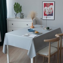 [제이지하우스] 부드러운 가죽 방수 식탁보 테이블보, 4인-직사각형(140cm x 180cm), 그레이