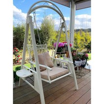 흔들그네 스윙체어 테라스 베란다 놀이터 펜션 마당, 행크싱글사우전드(고강도합금강브래킷)화이트