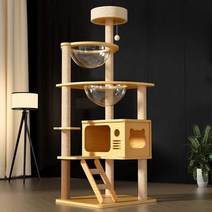 캣타워 캣워커 원목 스크래쳐 캣폴 해먹 장난감 5단, 8층 패키지(캡슐2개상자둥지계단드롭볼)