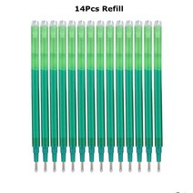 0.7mm 마술 지울 수있는 펜 압박 젤 세트 8 개의 색깔 보충 물 막대 잉크 문구 용품 철회 가능한 빨 손잡이, [12] Green-14pcs-refills