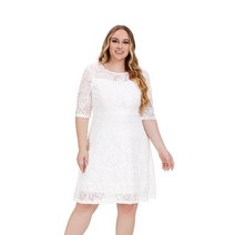 5XL 빅사이즈 펀칭 레이스 돌잔치 엄마 드레스 여름 브라이덜샤워 결혼식2부 이브닝 드레스