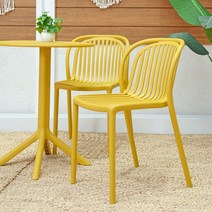 야외의자 플라스틱 카페 UV코팅 리안체어, 팔걸이O, 옐로우