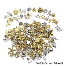 참 혼합 티베트어 실버 펜던트 DIY 팔찌 목걸이 귀걸이 보석 만들기용 30 개, SILVER GOLDEN