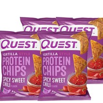 Quest Nutrition Tortilla Chip Spicy Sweet 퀘스트눗리션 토띠야 칩 매운 스위트 칠리 12개입 1.1 oz 31g 1팩, 4팩