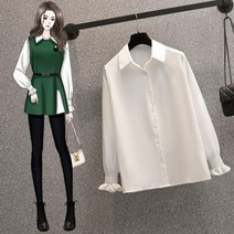 코디 출근룩 손목 카라 블라우스 셔츠 롱원피스 벨트 V넥 셔링 화이트 오피스룩