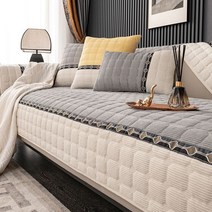 2022 가을 겨울 소파 쿠션 미끄럼 방지 퍼 시트 쿠션 가죽 소파 커버 등받이 덮개 코듀로이 방석78131, 난옥-연회색, 45*45cm심