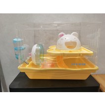 햄스터 케이지 투명 아크릴 햄스터 케이지 투명 이중 용품 세트 빌라 생활용품 완비, 크리스털 투명 고양이 머리, 분홍색 핑크색