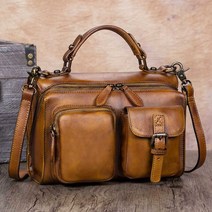 SOPHMODA 빈티지 핸드메이드 레더 메신저백