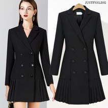 JUSTFEELING 출근룩 패션 여성 빅사이즈 M-5XL 정장원피스 데일리룩 트위드 하객룩 플리츠 원피스