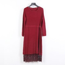 여자긴팔니트원피스 전문점 조용하고 사나운 곳 여성 겨울 가을 소매 패치워크 레이스 허리보정 미디롱 4833091981