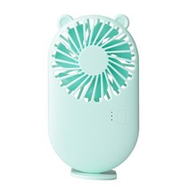 전기선 리드선 전등 스위치 USB 미니 핸드헬드 휴대용 접이식 선풍기 음소거 에어 쿨러 야외 가정 여행 학생 사무실 귀여운 소형 쿨링팬, [08] green  bear