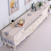 chinapnp0.5 테이블러너 텔러비전선반 식탁보 레이스 패브릭아트 직사각형 거실 화장대 신발장 긴테이블 커버먼지방지 덮개천, T13-자스민 보라, C02-40*210CM(적합 장롱 145-170CM)