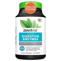 Zenwise Health 소화 효소 프로바이오틱스 프리바이오틱스 180개입 2달 분 및 팽창 완화/여성 남성용/아밀라아제 브로멜레인 함유 락토스 흡수 206232, 60 Count (Pack of 1)