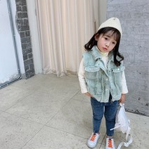 몽실이 무스탕 조끼 겨울 패딩 누빔 퍼 아동 유아