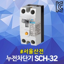 서울산전 누전 차단기 SCH-32 15A 20A 30A 국산 ELB ELCB 2P 2.5kA 30AF 누전용차단기 누전차단기 배전반 배전함 분전반 분전함 가정용 산업용, 누전 SCH-32 30A