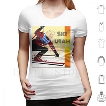 스키 70 년대 스타일 티셔츠 남성 코튼 6xl 슬라롬 다운힐 슈퍼 G 린지 본 스노우 아이스 파우더 부츠 폴, [03] L, [21] W-Tee-White
