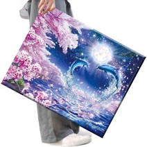 FASEN 액자 캔버스형보석십자수 DIY세트 라운드 비즈 40 X 50cm, FSE03.벚나무돌고래