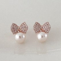 수아벨 14k 금침 리본진주 혼주 한복 귀걸이