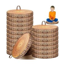 18pcs 15.7인치 장식 원형 던지기 베개 그루터기 시트 바닥 쿠션 3D 나무 나무 슬라이스 의자 시트 2인치 두꺼운 원 바닥 손잡이 베개 어린이집 유치원 가정용 침실용