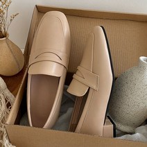 곰블리 천연소가죽 로엔디 여성 페니 로퍼 단화 미들굽 3cm