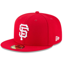 MLB 샌프란시스코 자이언츠 SF 59FIFTY 5950 남성 피티드 뉴에라 모자 캡 레드 화이트 빅사이즈 스냅백