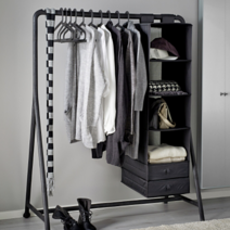 투르보 이케아옷걸이행거 스탠드 옷방 옷가게 스탠딩 인테리어 튼튼한 조립식 블랙