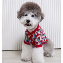 ZOOBICO 강아지 아우터 가을 다양한 컬러 패턴 자가드 가디건 (3color), 세모(빨강)