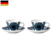 스웨덴 구스타브스베리 Gustavsbergs 블라 아스터 찻잔 커피잔 & 받침대, 2개