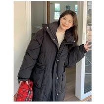 겨울 여중 롱 후드 한국판 무릎 위 캐주얼 패션 패딩 점퍼