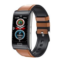 E600 ECG 스마트 워치 남성 비 침습성 혈액 포도당 심장 박동 혈압 모니터 스포츠 단계 Smartwatch 여성 안드로이드, brown leather