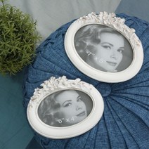 빈티지 하얀색 꽃장식 라운드 탁상용 액자 액자프레임 네컷사진액자 사진틀