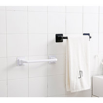 접착식 수건걸이 소형 대형 2컬러 부착식 무타공 화장실 타올걸이, 블랙_숏타입