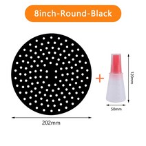 미니호빵찜기 재사용 가능한 실리콘 에어 프라이어 라이너 매트 비 스틱 스티머 패드 베이킹 내부 요리 주, 09 8inch-Black and Oil